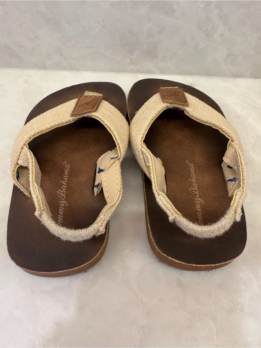 Tommy Bahama Kids Beige and Brown Flip Flop Sandals - Picture 2 of 3